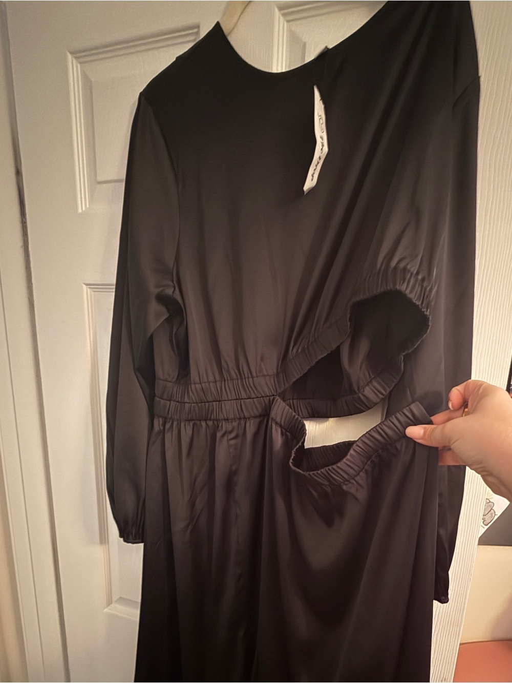 The Drop Jacob Silky Black Long Sleeve Cutout Midi Dress 2X NWT